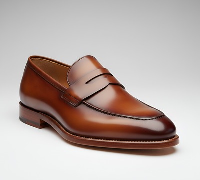 Crafted Leather Mens Classic Luxury Cognac Brown Leather Moccasin Loafers Shoes