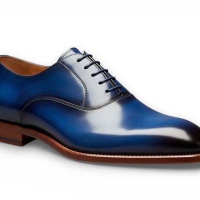 Crafted leather mens classic luxury blue black shaded leather oxford lace up shoes