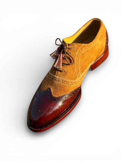 Handmade Men Red Brown Suede Leather Oxford Dress Shoes