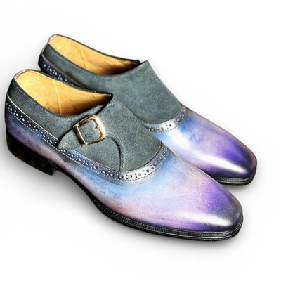 Handmade men purple patina suede leather dress shoes