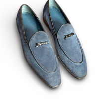 Crafted Leather Handmade Men Genuine Suede Leather Moccasin Loafers Dress Shoes - Thumbnail 1