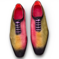 Crafted Leather Handmade Men Multi Color Suede Leather Oxford Dress Shoes - Thumbnail 1