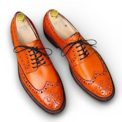 Crafted leather classic brown leather oxford lace up dress shoes - Thumbnail 2