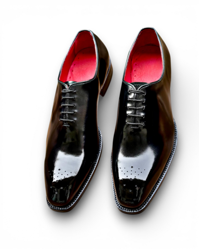 Crafted Leather Classic Black Calf Leather Oxford Lace up Dress Shoes