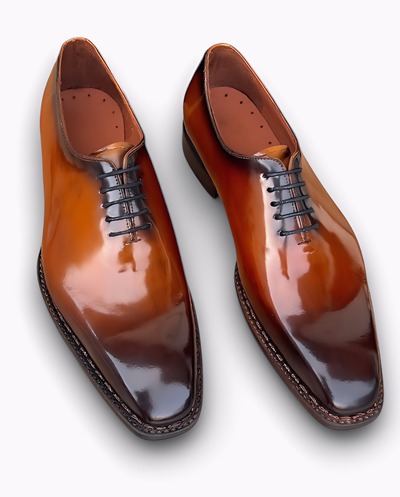 Crafted Leather Men Brown Patina Genuine Calf Leather Dress Shoes