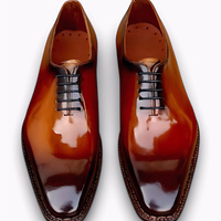 Crafted Leather Men Brown Patina Genuine Calf Leather Dress Shoes - Thumbnail 1