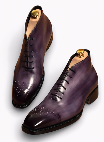 Crafted Leather Classic Purple Patina Leather Chukka Boot