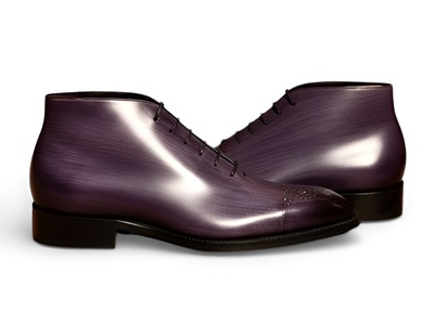Crafted Leather Purple Patina Leather Chukka Lace up Dress Boot
