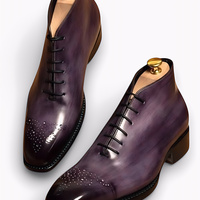 Crafted Leather Handmade Purple Patina Leather Chukka Dress Boot - Thumbnail 1