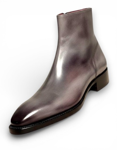  Crafted Leather New Handmade Gray Leather Ankle High Jodhpur Boot For Mens