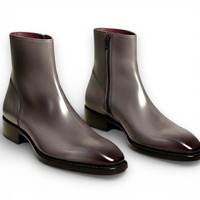  Crafted Leather New Handmade Gray Leather Ankle High Jodhpur Boot For Mens - Thumbnail 1