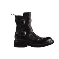 Top-layer cowhide ankle boots soft upper shoes belt buckle washed and creased texture - Thumbnail 3