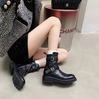 Top-layer cowhide ankle boots soft upper shoes belt buckle washed and creased texture - Thumbnail 5