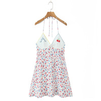 V-neck, sexy, floral print, spaghetti strap dress/tank top with A-line short skirt. - Thumbnail 2