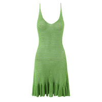 Sexy deep U-neck cutout knitted patchwork camisole dress - Thumbnail 1