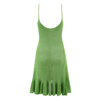 Sexy deep U-neck cutout knitted patchwork camisole dress - Thumbnail 2