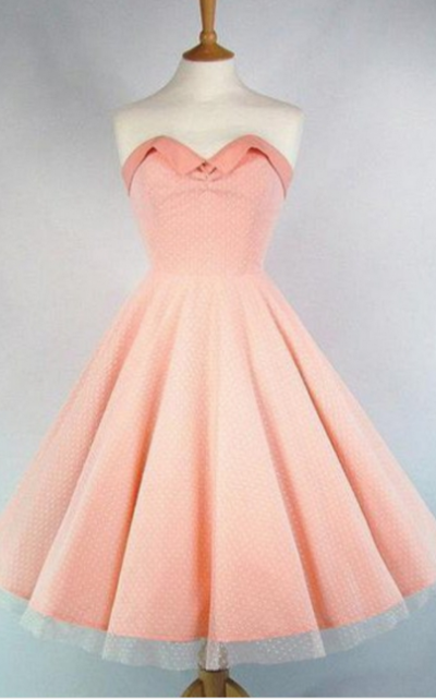 Cute Homecoming Dress Strapless Birthday Dress A-line Sweetheart Satin Pink Prom Dresses,1175