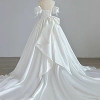 Off Shoulder Bridal Dress, Luxury Wedding Dress Bridal Dress, Satin Wedding Dress ,sweet Ball Gown Dress,1176 - Thumbnail 2