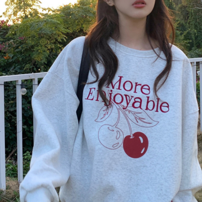 More Enjoyable Cherry Printed Sweatshirt