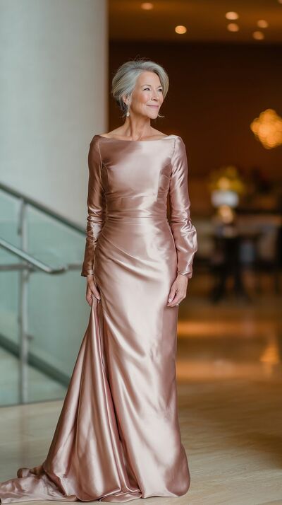 Pink Sheath Satin Mother of Bride/Groom Dress Evening Formal Gowns 