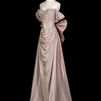 Luxury Beaded Glitter Evening Gown, Off Shoulder Puff Sleeve Formal Prom Dress - Thumbnail 1