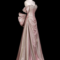 Luxury Beaded Glitter Evening Gown, Off Shoulder Puff Sleeve Formal Prom Dress - Thumbnail 2