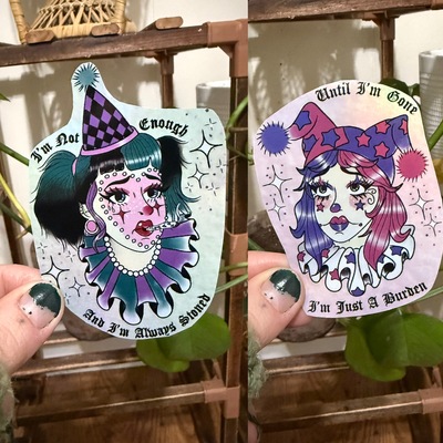 Midwest emo clown girl stickers