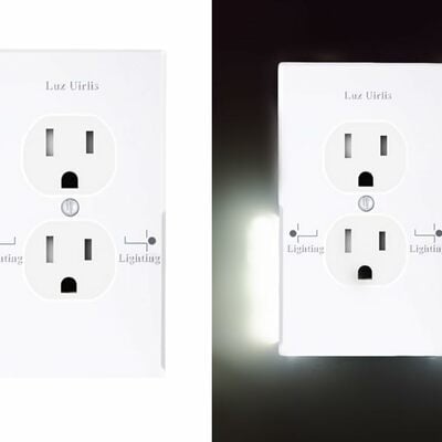 2pack wall outlet plate led night light, illuminated plug cover with sensor inductive guide way light easy snap on no wire or battery needed
