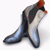 Crfted Leather Handmade Men Classic Dress Shoes Gray Calf Leather Chelsea Boot - Thumbnail 1