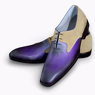 Crafted Leather Men Purple Patina Suede Leather Oxford Dress Shoes