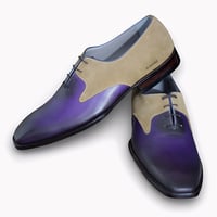 Crafted Leather Men Purple Patina Suede Leather Oxford Dress Shoes - Thumbnail 1