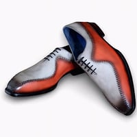 Crafted Leather Handmade Men Gray Brown Leather Dress Shoes - Thumbnail 1