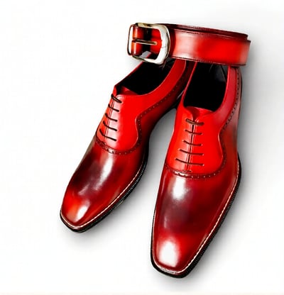 Crafted Leather Classic Handmade Men Burgundy Patina Leather Oxford Lace up Dress Shoes with Matching Belt