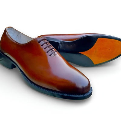 Crafted leather handmade men brown patina leather oxford lace up dress shoes - Thumbnail 3