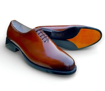 Crafted Leather Handmade Men Brown Patina Leather Oxford Lace up Dress Shoes