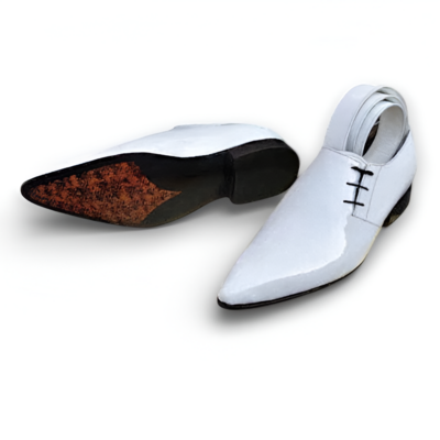 Crafted Leather Handmade Men White Patent Leather Pointed Toe Oxford Lace up Dress Shoes