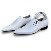 Crafted Leather Handmade Men White Patent Leather Pointed Toe Oxford Lace up Dress Shoes - Thumbnail 1