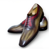Crafted Leather Handmade Men Classic Patina Oxford Lace up Dress Shoes  - Thumbnail 1