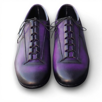 Crafted Leather Handmade Men Purple Leather Oxford Lace up Dress Shoes 