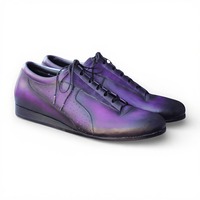 Crafted Leather Handmade Men Purple Leather Oxford Lace up Dress Shoes  - Thumbnail 1