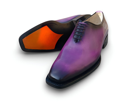 Crated Leather Classic Handmade Men Purple Patina Oxford Lace up Dress Shoes 