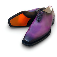 Crated Leather Classic Handmade Men Purple Patina Oxford Lace up Dress Shoes  - Thumbnail 4
