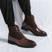 Men's color matching chelsea boots ankle boots - Thumbnail 1