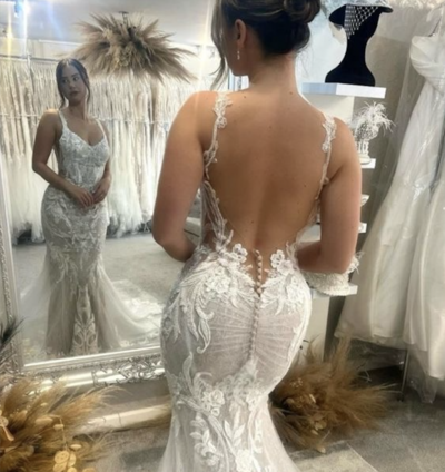 Mermaid Wedding Gown Backless V Neck