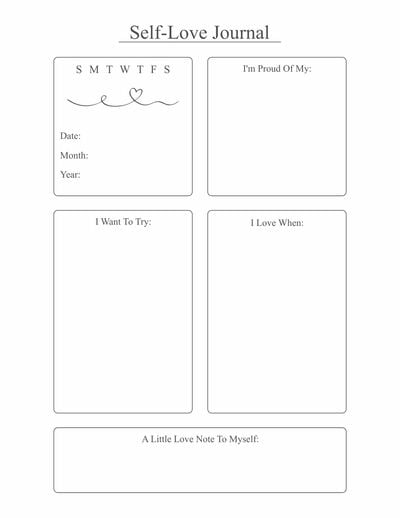 Self-Love Daily Journal Page