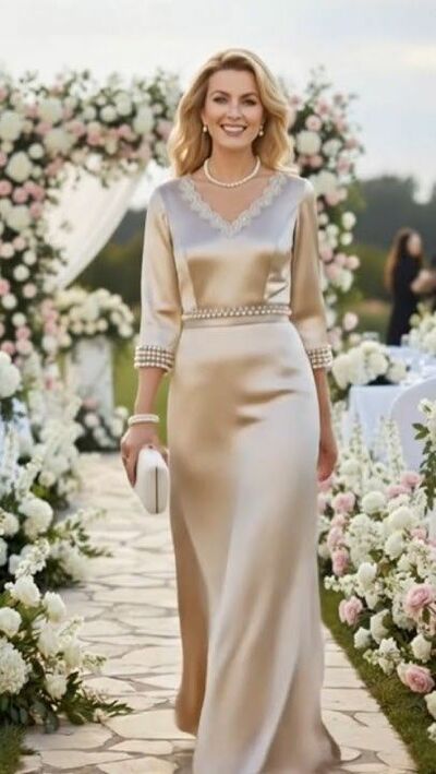 Elegant Sheath Satin Mother of Bride/Groom Dress Evening Formal Gowns 