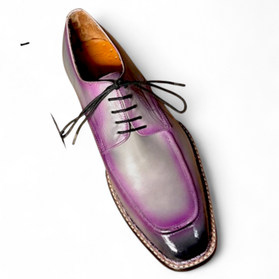 Crafted leather purple patina calf leather dress lace up men shoes - Thumbnail 5