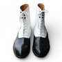 Crafted Leather Handmade Men  Black Crocodile White Leather Ankle High Lace up Boot-1