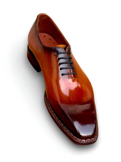 Crafted Leather Brown Patina Leather Norwwegian Welted Oxford Lace up Dress Shoes