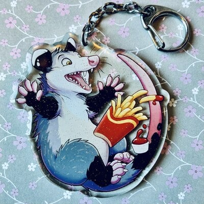 Opossum fries keychain (large)